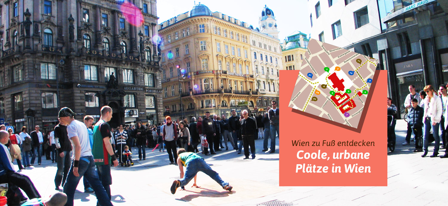 Wien Stadtplan Straßenkünstler am Stock im Eisen Platz